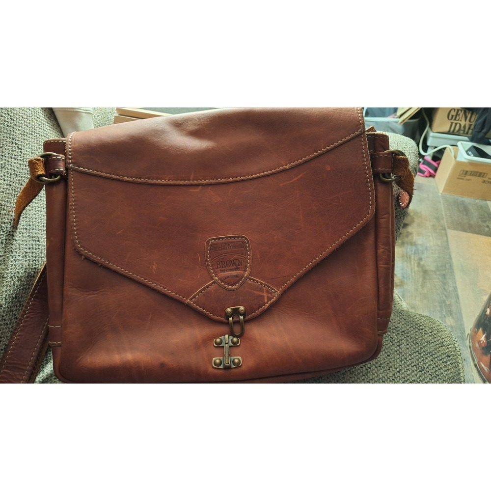 TAHOE "BROWN BAG CO"  Saddle Leather Briefcase / Messenger Bag / Postal Bag -USA